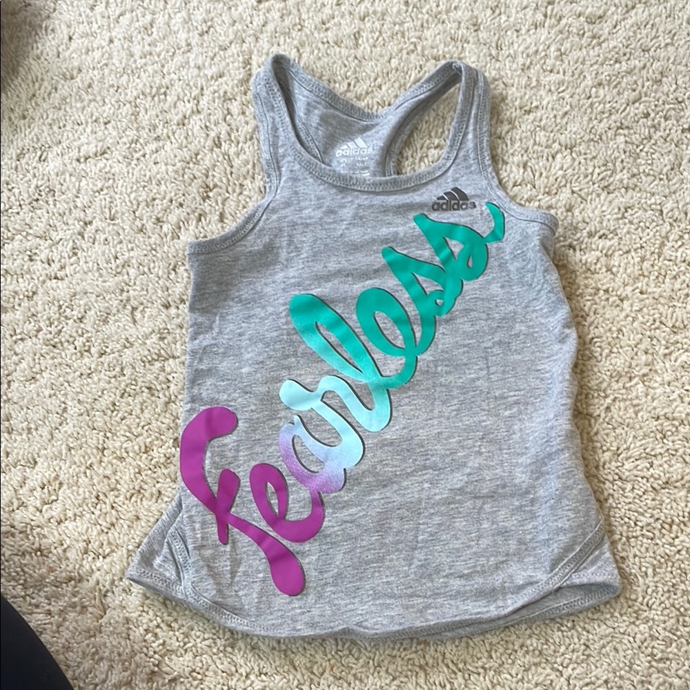 adidas Gray and Blue Tank Top with Motivational Print